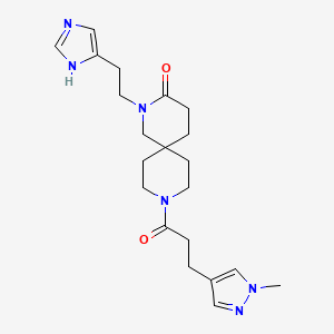molecular formula C21H30N6O2 B5659031 2-[2-(1H-imidazol-4-yl)ethyl]-9-[3-(1-methyl-1H-pyrazol-4-yl)propanoyl]-2,9-diazaspiro[5.5]undecan-3-one 