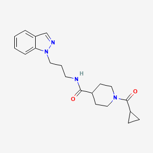 molecular formula C20H26N4O2 B5659075 1-(cyclopropylcarbonyl)-N-[3-(1H-indazol-1-yl)propyl]-4-piperidinecarboxamide 