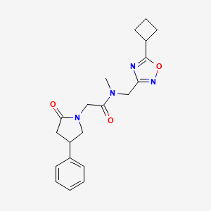 molecular formula C20H24N4O3 B5659076 N-[(5-cyclobutyl-1,2,4-oxadiazol-3-yl)methyl]-N-methyl-2-(2-oxo-4-phenylpyrrolidin-1-yl)acetamide 