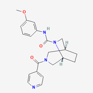 molecular formula C21H24N4O3 B5659088 (1S*,5R*)-3-isonicotinoyl-N-(3-methoxyphenyl)-3,6-diazabicyclo[3.2.2]nonane-6-carboxamide 