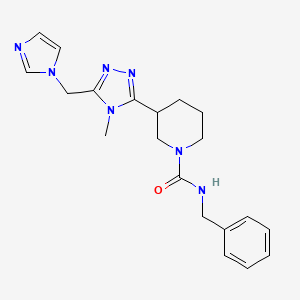 molecular formula C20H25N7O B5659102 N-benzyl-3-[5-(1H-imidazol-1-ylmethyl)-4-methyl-4H-1,2,4-triazol-3-yl]piperidine-1-carboxamide 