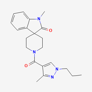 molecular formula C21H26N4O2 B5659138 1-methyl-1'-[(3-methyl-1-propyl-1H-pyrazol-4-yl)carbonyl]spiro[indole-3,4'-piperidin]-2(1H)-one 