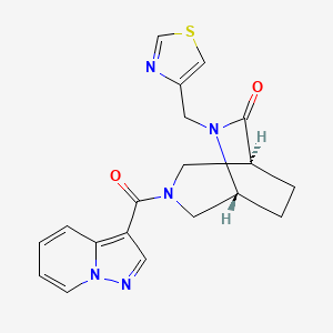 molecular formula C19H19N5O2S B5659146 (1S*,5R*)-3-(pyrazolo[1,5-a]pyridin-3-ylcarbonyl)-6-(1,3-thiazol-4-ylmethyl)-3,6-diazabicyclo[3.2.2]nonan-7-one 