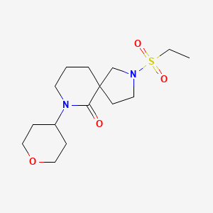 molecular formula C15H26N2O4S B5659159 2-(ethylsulfonyl)-7-(tetrahydro-2H-pyran-4-yl)-2,7-diazaspiro[4.5]decan-6-one 
