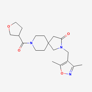 molecular formula C19H27N3O4 B5659182 2-[(3,5-dimethylisoxazol-4-yl)methyl]-8-(tetrahydrofuran-3-ylcarbonyl)-2,8-diazaspiro[4.5]decan-3-one 