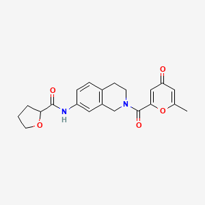 molecular formula C21H22N2O5 B5659186 N-{2-[(6-methyl-4-oxo-4H-pyran-2-yl)carbonyl]-1,2,3,4-tetrahydroisoquinolin-7-yl}tetrahydrofuran-2-carboxamide 