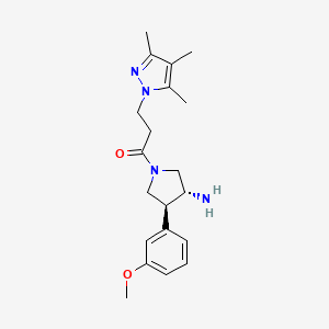 molecular formula C20H28N4O2 B5659187 (3R*,4S*)-4-(3-methoxyphenyl)-1-[3-(3,4,5-trimethyl-1H-pyrazol-1-yl)propanoyl]pyrrolidin-3-amine 
