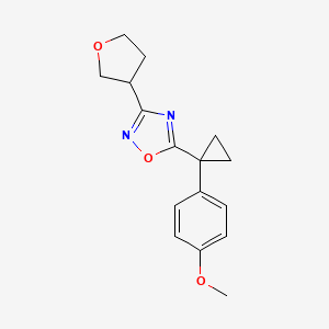 molecular formula C16H18N2O3 B5659256 5-[1-(4-methoxyphenyl)cyclopropyl]-3-(tetrahydrofuran-3-yl)-1,2,4-oxadiazole 