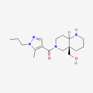 molecular formula C17H28N4O2 B5659258 [rel-(4aS,8aR)-6-[(5-methyl-1-propyl-1H-pyrazol-4-yl)carbonyl]octahydro-1,6-naphthyridin-4a(2H)-yl]methanol hydrochloride 