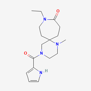 molecular formula C17H26N4O2 B5659273 9-ethyl-1-methyl-4-(1H-pyrrol-2-ylcarbonyl)-1,4,9-triazaspiro[5.6]dodecan-10-one 