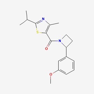 molecular formula C18H22N2O2S B5659280 2-isopropyl-5-{[2-(3-methoxyphenyl)-1-azetidinyl]carbonyl}-4-methyl-1,3-thiazole 