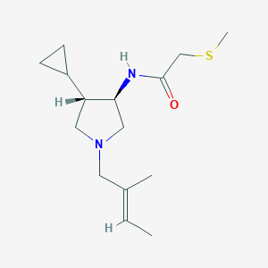 molecular formula C15H26N2OS B5659285 N-{rel-(3R,4S)-4-cyclopropyl-1-[(2E)-2-methyl-2-buten-1-yl]-3-pyrrolidinyl}-2-(methylthio)acetamide hydrochloride 