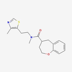 molecular formula C18H22N2O2S B5659295 N-methyl-N-[2-(4-methyl-1,3-thiazol-5-yl)ethyl]-2,3,4,5-tetrahydro-1-benzoxepine-4-carboxamide 