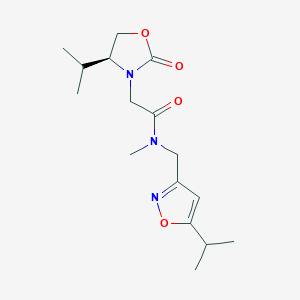 molecular formula C16H25N3O4 B5659307 N-[(5-isopropylisoxazol-3-yl)methyl]-2-[(4S)-4-isopropyl-2-oxo-1,3-oxazolidin-3-yl]-N-methylacetamide 