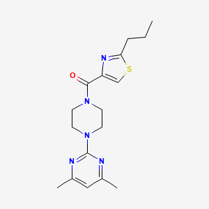 molecular formula C17H23N5OS B5659312 4,6-dimethyl-2-{4-[(2-propyl-1,3-thiazol-4-yl)carbonyl]-1-piperazinyl}pyrimidine 