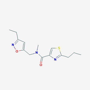 molecular formula C14H19N3O2S B5659341 N-[(3-ethyl-5-isoxazolyl)methyl]-N-methyl-2-propyl-1,3-thiazole-4-carboxamide 