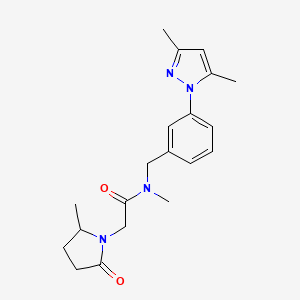 molecular formula C20H26N4O2 B5659355 N-[3-(3,5-dimethyl-1H-pyrazol-1-yl)benzyl]-N-methyl-2-(2-methyl-5-oxopyrrolidin-1-yl)acetamide 