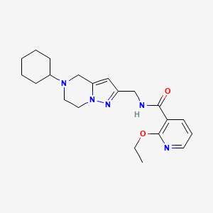 molecular formula C21H29N5O2 B5659380 N-[(5-cyclohexyl-4,5,6,7-tetrahydropyrazolo[1,5-a]pyrazin-2-yl)methyl]-2-ethoxynicotinamide 