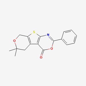 6,6-dimethyl-2-phenyl-5,8-dihydro-4H,6H-pyrano[4',3':4,5]thieno[2,3-d][1,3]oxazin-4-one