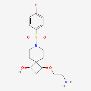 molecular formula C16H23FN2O4S B5659420 rel-(1R,3S)-3-(2-aminoethoxy)-7-[(4-fluorophenyl)sulfonyl]-7-azaspiro[3.5]nonan-1-ol hydrochloride 
