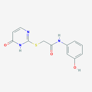 molecular formula C12H11N3O3S B5659427 N-(3-hydroxyphenyl)-2-[(6-oxo-1,6-dihydro-2-pyrimidinyl)thio]acetamide 