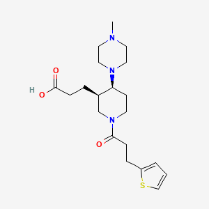 molecular formula C20H31N3O3S B5659436 3-{(3R*,4S*)-4-(4-methylpiperazin-1-yl)-1-[3-(2-thienyl)propanoyl]piperidin-3-yl}propanoic acid 