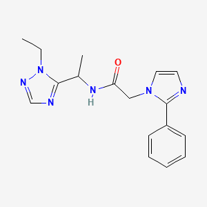 molecular formula C17H20N6O B5659444 N-[1-(1-ethyl-1H-1,2,4-triazol-5-yl)ethyl]-2-(2-phenyl-1H-imidazol-1-yl)acetamide 
