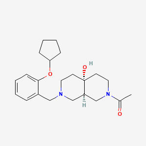 molecular formula C22H32N2O3 B5659458 (4aR*,8aR*)-2-acetyl-7-[2-(cyclopentyloxy)benzyl]octahydro-2,7-naphthyridin-4a(2H)-ol 