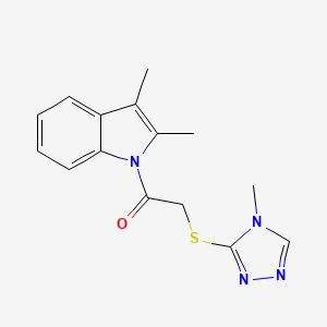 molecular formula C15H16N4OS B5659475 2,3-dimethyl-1-{[(4-methyl-4H-1,2,4-triazol-3-yl)thio]acetyl}-1H-indole 