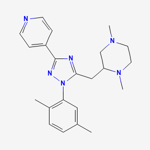 molecular formula C22H28N6 B5659479 2-{[1-(2,5-dimethylphenyl)-3-pyridin-4-yl-1H-1,2,4-triazol-5-yl]methyl}-1,4-dimethylpiperazine 