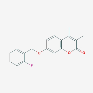 molecular formula C18H15FO3 B5659503 7-[(2-fluorobenzyl)oxy]-3,4-dimethyl-2H-chromen-2-one 