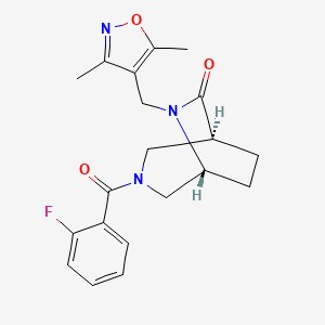 molecular formula C20H22FN3O3 B5659516 (1S*,5R*)-6-[(3,5-dimethylisoxazol-4-yl)methyl]-3-(2-fluorobenzoyl)-3,6-diazabicyclo[3.2.2]nonan-7-one 