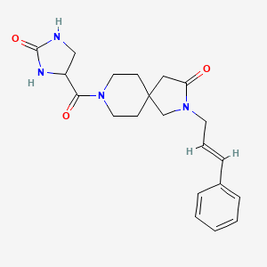 molecular formula C21H26N4O3 B5659556 8-[(2-oxo-4-imidazolidinyl)carbonyl]-2-[(2E)-3-phenyl-2-propen-1-yl]-2,8-diazaspiro[4.5]decan-3-one 
