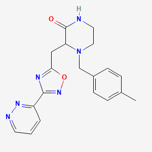 molecular formula C19H20N6O2 B5659563 4-(4-methylbenzyl)-3-{[3-(3-pyridazinyl)-1,2,4-oxadiazol-5-yl]methyl}-2-piperazinone 