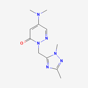molecular formula C11H16N6O B5659565 5-(dimethylamino)-2-[(1,3-dimethyl-1H-1,2,4-triazol-5-yl)methyl]pyridazin-3(2H)-one 