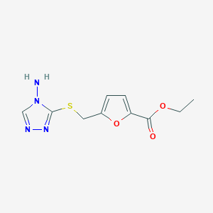 molecular formula C10H12N4O3S B5659592 ethyl 5-{[(4-amino-4H-1,2,4-triazol-3-yl)thio]methyl}-2-furoate 