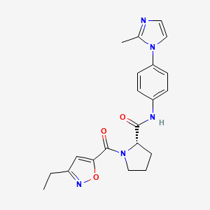 molecular formula C21H23N5O3 B5659600 1-[(3-ethylisoxazol-5-yl)carbonyl]-N-[4-(2-methyl-1H-imidazol-1-yl)phenyl]-L-prolinamide 