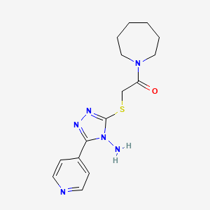 molecular formula C15H20N6OS B5659639 3-{[2-(1-azepanyl)-2-oxoethyl]thio}-5-(4-pyridinyl)-4H-1,2,4-triazol-4-amine 