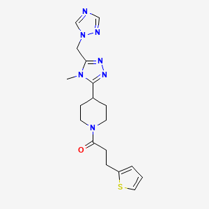 molecular formula C18H23N7OS B5659656 4-[4-methyl-5-(1H-1,2,4-triazol-1-ylmethyl)-4H-1,2,4-triazol-3-yl]-1-[3-(2-thienyl)propanoyl]piperidine 