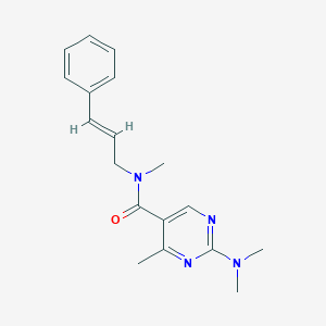 molecular formula C18H22N4O B5659671 2-(dimethylamino)-N,4-dimethyl-N-[(2E)-3-phenyl-2-propen-1-yl]-5-pyrimidinecarboxamide 