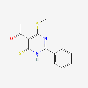 molecular formula C13H12N2OS2 B5659677 1-[4-(methylthio)-2-phenyl-6-thioxo-1,6-dihydro-5-pyrimidinyl]ethanone 