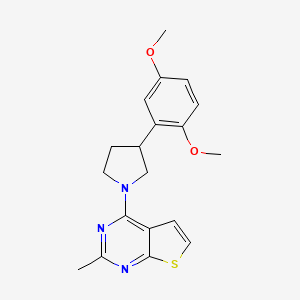molecular formula C19H21N3O2S B5659683 4-[3-(2,5-dimethoxyphenyl)pyrrolidin-1-yl]-2-methylthieno[2,3-d]pyrimidine 