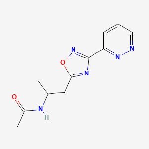 molecular formula C11H13N5O2 B5659691 N-{1-methyl-2-[3-(3-pyridazinyl)-1,2,4-oxadiazol-5-yl]ethyl}acetamide 
