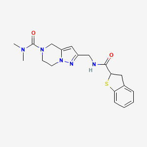 molecular formula C19H23N5O2S B5659716 2-{[(2,3-dihydro-1-benzothien-2-ylcarbonyl)amino]methyl}-N,N-dimethyl-6,7-dihydropyrazolo[1,5-a]pyrazine-5(4H)-carboxamide 