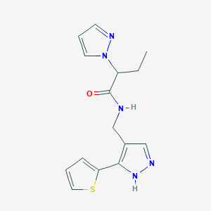 2-(1H-pyrazol-1-yl)-N-{[3-(2-thienyl)-1H-pyrazol-4-yl]methyl}butanamide