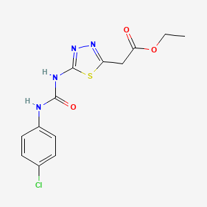 molecular formula C13H13ClN4O3S B5659730 ethyl [5-({[(4-chlorophenyl)amino]carbonyl}amino)-1,3,4-thiadiazol-2-yl]acetate CAS No. 5573-64-8