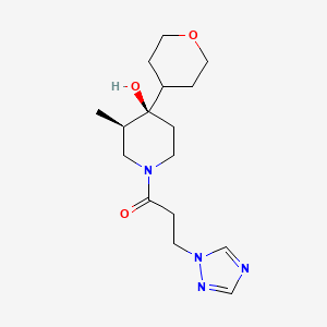 molecular formula C16H26N4O3 B5659732 (3R*,4R*)-3-methyl-4-(tetrahydro-2H-pyran-4-yl)-1-[3-(1H-1,2,4-triazol-1-yl)propanoyl]-4-piperidinol 