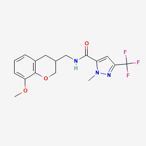 molecular formula C17H18F3N3O3 B5659779 N-[(8-methoxy-3,4-dihydro-2H-chromen-3-yl)methyl]-1-methyl-3-(trifluoromethyl)-1H-pyrazole-5-carboxamide 