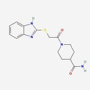 molecular formula C15H18N4O2S B5659791 1-[(1H-benzimidazol-2-ylthio)acetyl]-4-piperidinecarboxamide 
