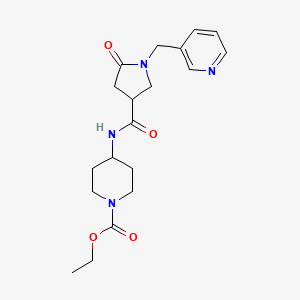 molecular formula C19H26N4O4 B5659793 ethyl 4-({[5-oxo-1-(3-pyridinylmethyl)-3-pyrrolidinyl]carbonyl}amino)-1-piperidinecarboxylate 